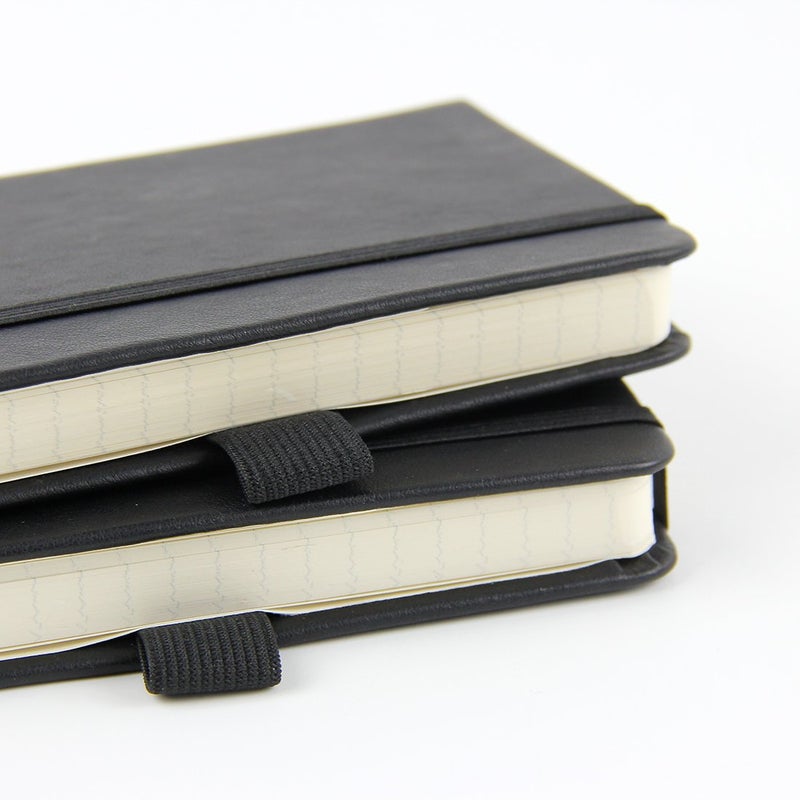 newestor (2-Pack Pocket Notebook 3.5 "" x 5.5 ""  Small Hardcover Journal with Pen Holder  Inner Pockets  100gsm Thick Ruled/Lined Paper  Black - Image 3